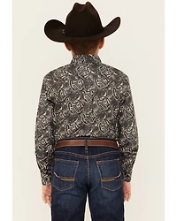 Cinch Boys' Paisley Print Long Sleeve Button-Down Western Shirt