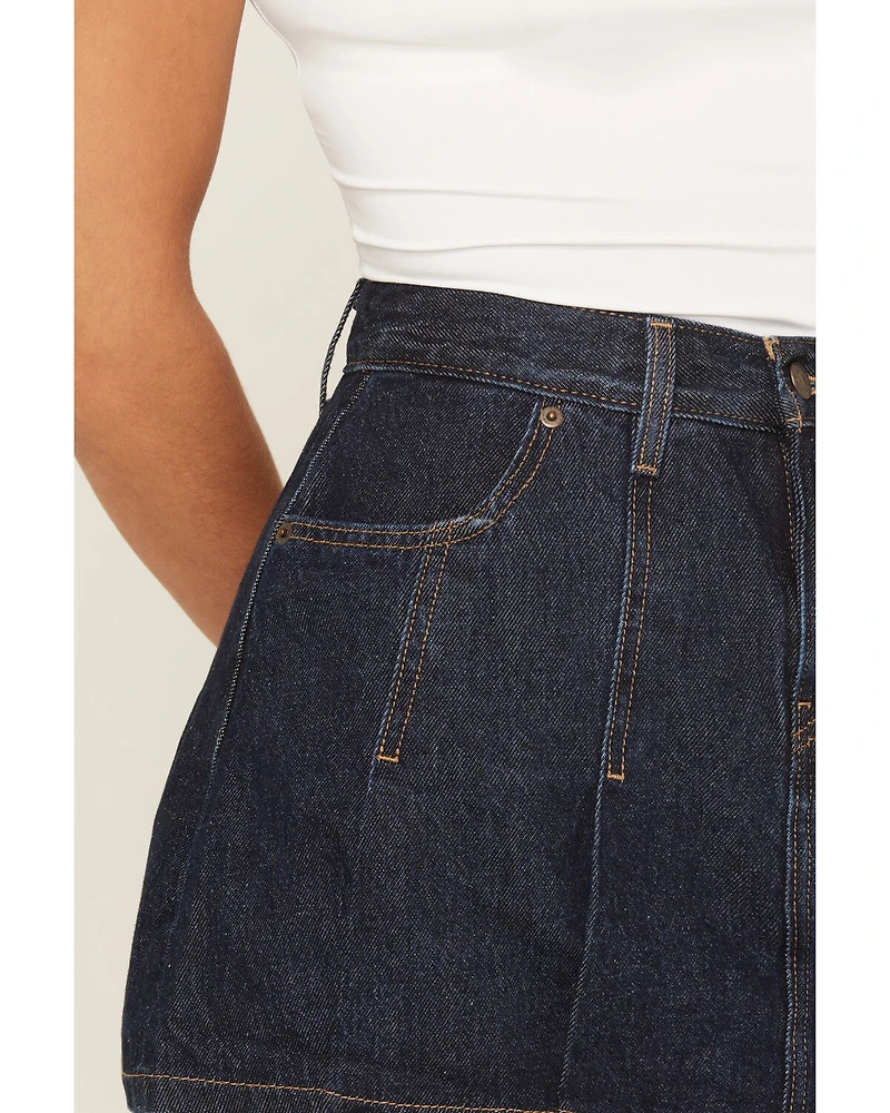 Levi's Women's Dark Wash Remember Together Pleated Denim Mini Skirt