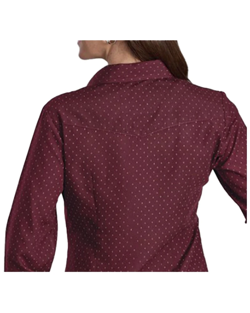 Roper Women's Dotted Print Long Sleeved Pearl Snap Western Shirt
