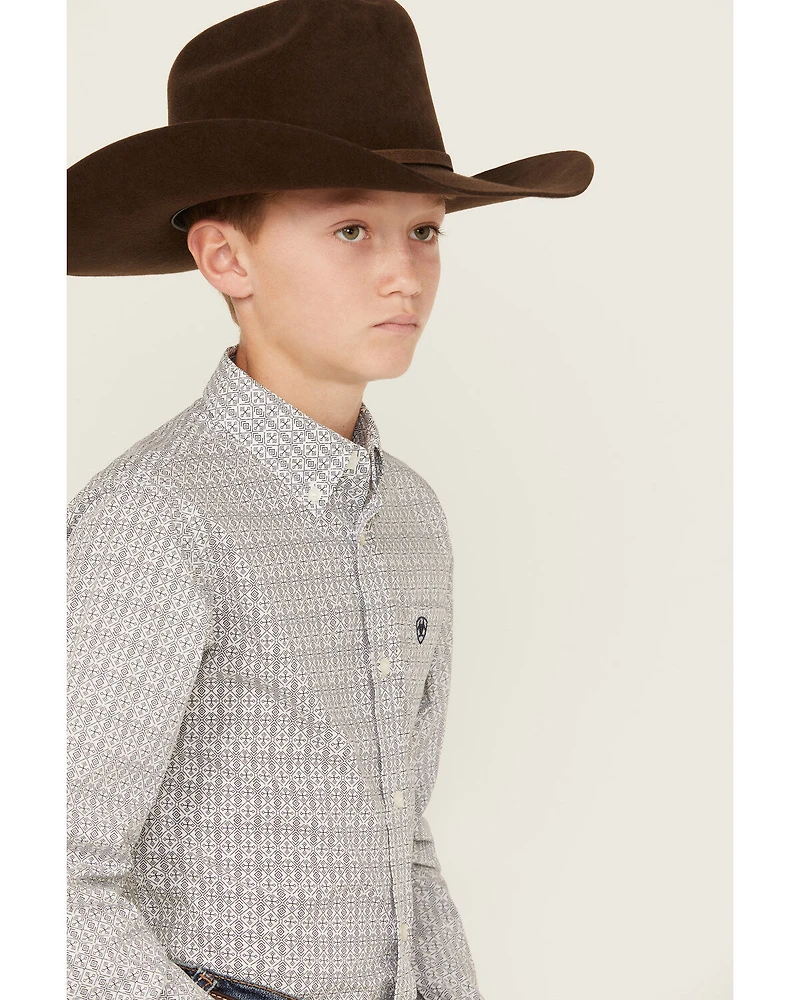 Ariat Boys' Classic Geo Print Long Sleeve Button-Down Western Shirt
