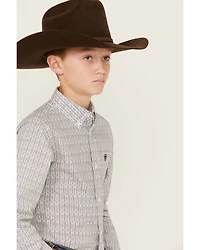 Ariat Boys' Classic Geo Print Long Sleeve Button-Down Western Shirt