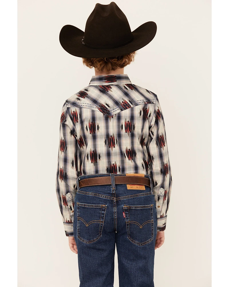 Cody James Boys' Zion Sunset Plaid Print Long Sleeve Snap Western Shirt