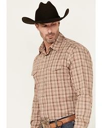 Wrangler Men's Wrinkle Resistant Plaid Print Long Sleeve Snap Stretch Western Shirt