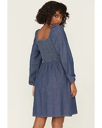Wrangler Retro Women's Dark Wash Long Sleeve Denim Mini Dress