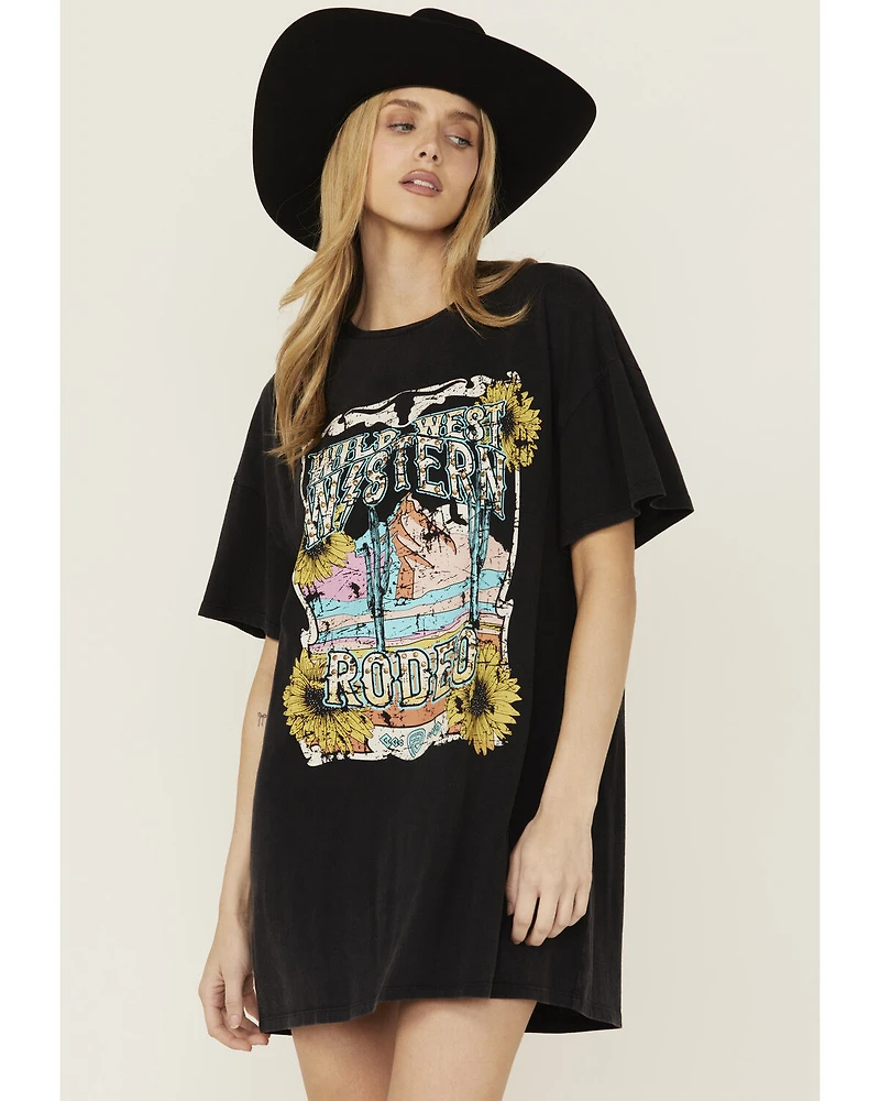 Rock & Roll Denim Women's Desert Short Sleeve Graphic Mini Dress