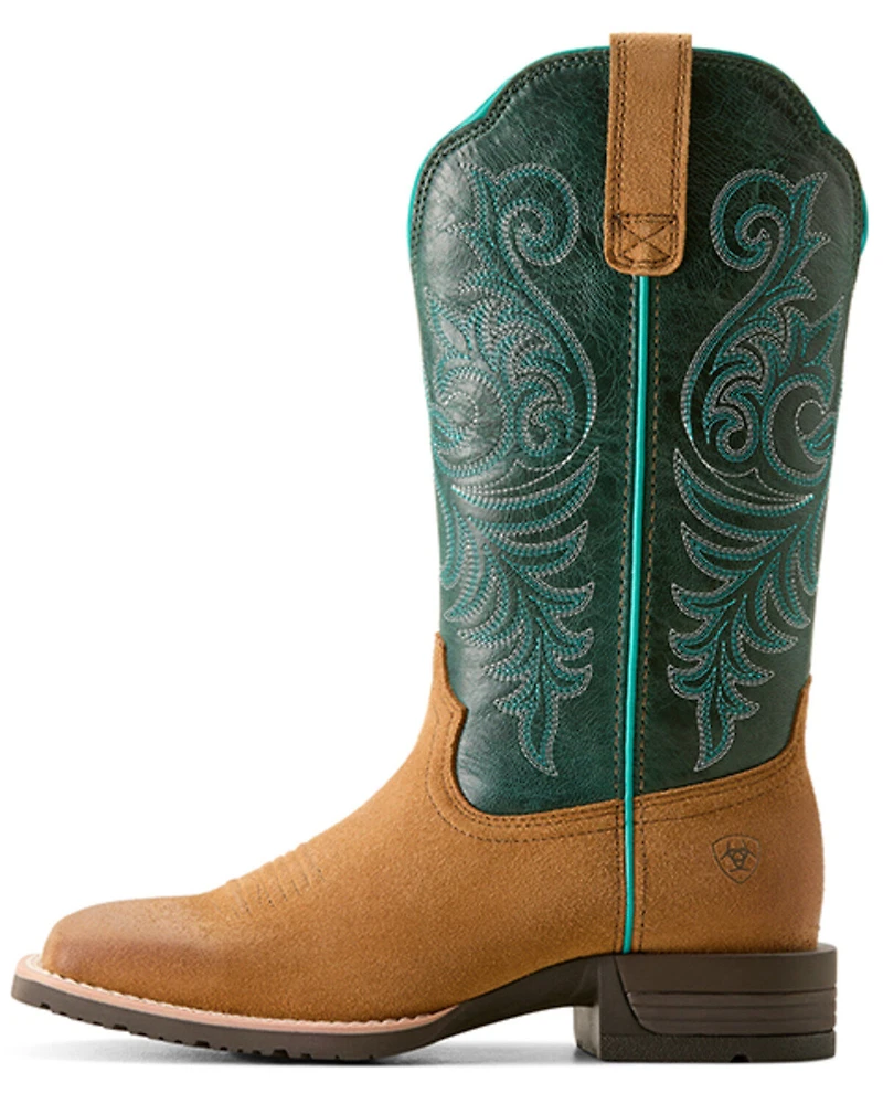 Ariat Women's Hybrid Ranch Time Roughout Performance Western Boots - Broad Square Toe