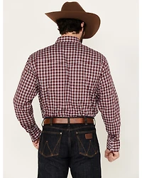 Wrangler Men's Wrinkle Resistant Plaid Print Long Sleeve Snap Stretch Western Shirt
