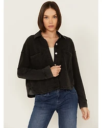 White Crow Women's Denim Knit Cropped Shacket