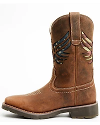 RANK 45® Women's Inspired Stars and Stripes Inlay Shaft Performance Leather Western Boots - Broad Square Toe