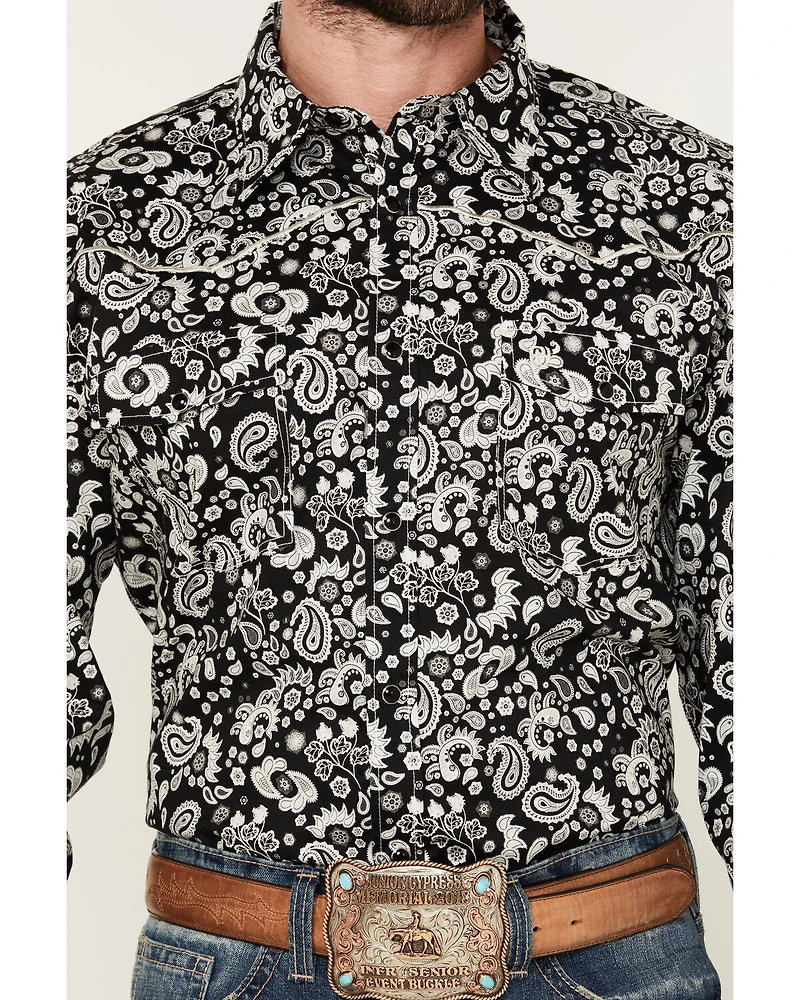 Cowboy Hardware Men's Paisley Print Long Sleeve Snap Western Shirt