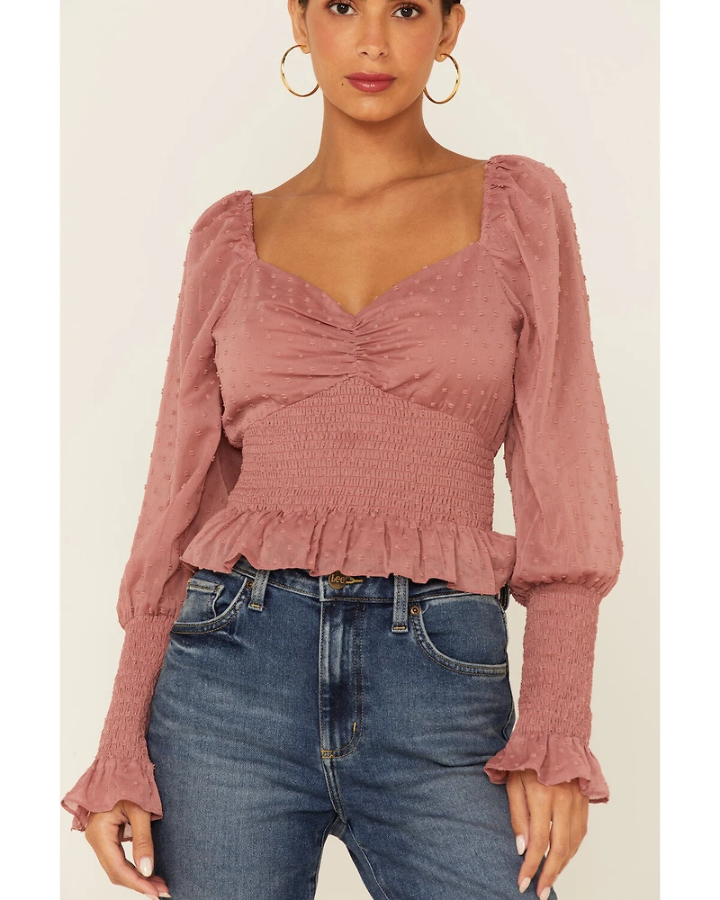 Sadie & Sage Women's Rachel Smocked Long Sleeve Top