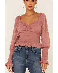 Sadie & Sage Women's Rachel Smocked Long Sleeve Top