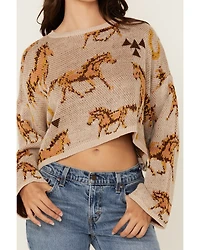 Rock & Roll Denim Women's Horse Print Sweater