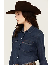 Levi's Women's Dark Wash Denim Long Sleeve Pearl Snap Ultimate Western Shirt