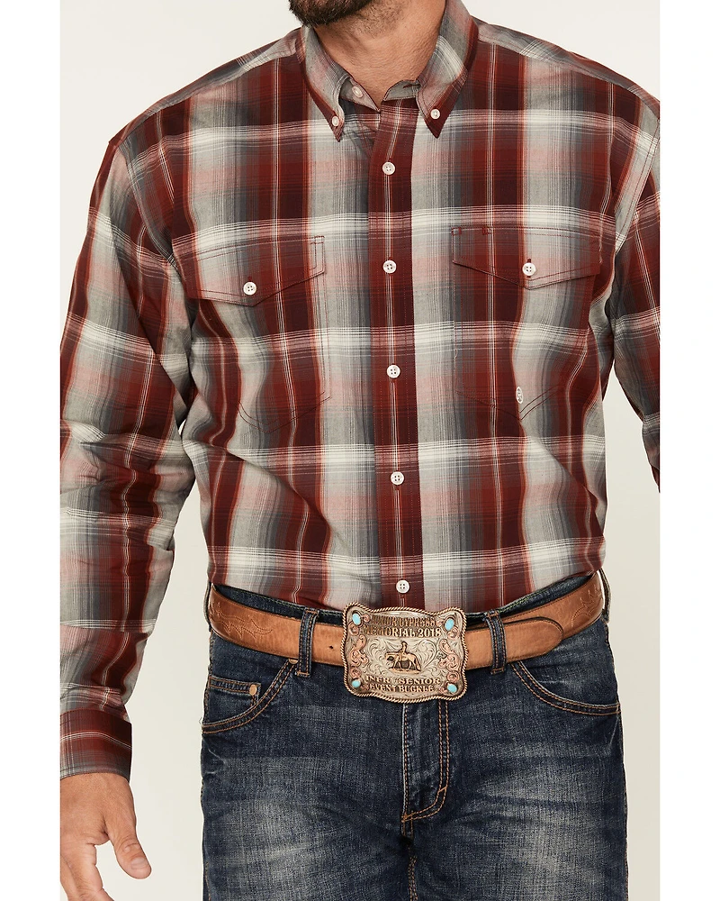Roper Men's Amarillo Plaid Print Long Sleeve Button-Down Western Shirt