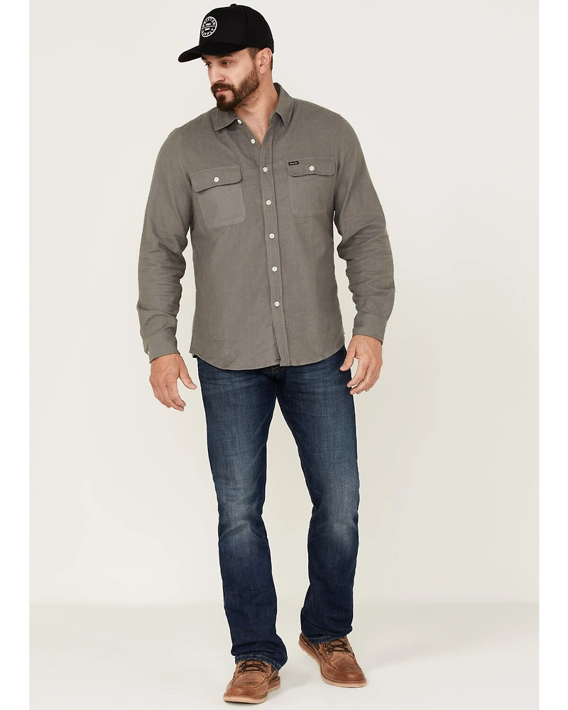 Brixton Men's Bowery Chamois Solid Long Sleeve Button-Down Western Shirt