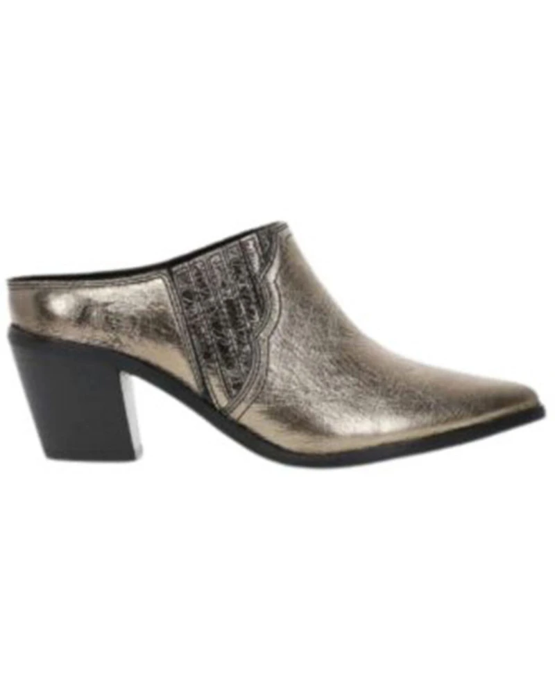 Frye Women's Sara Metallic Western Mules - Round Toe