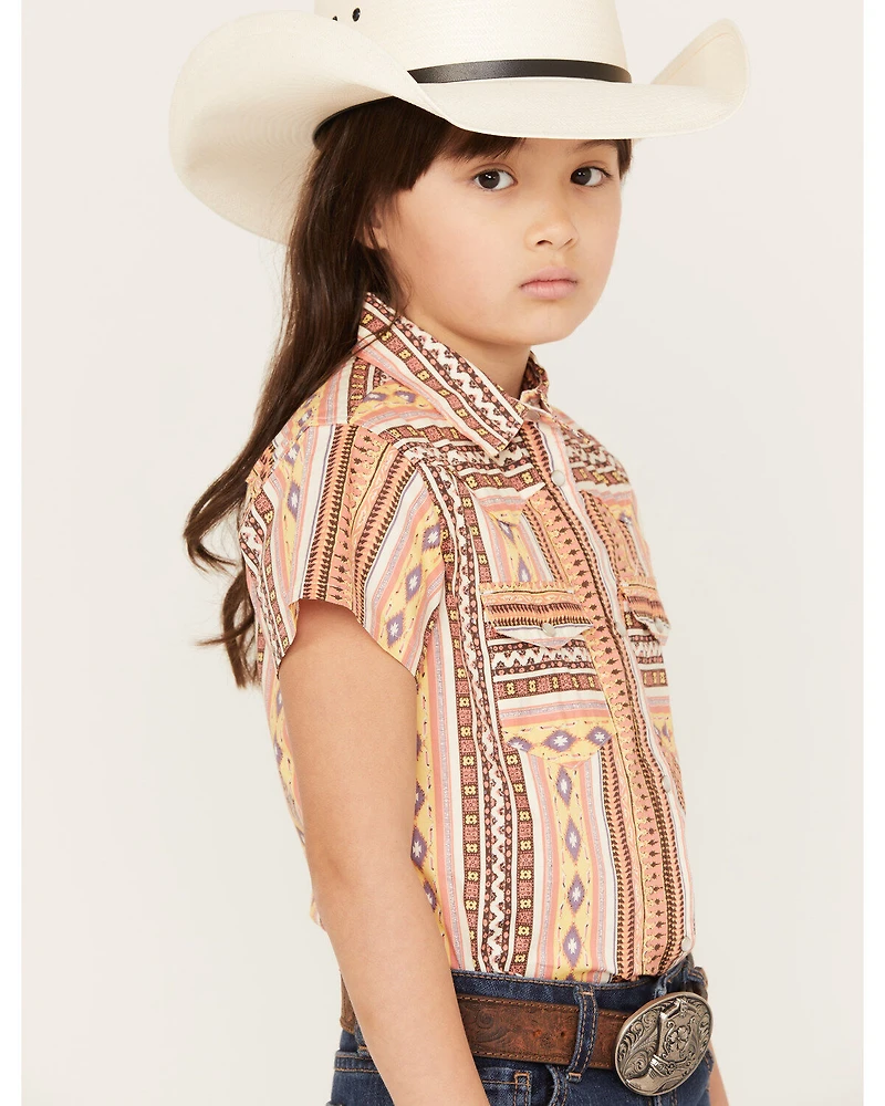 Shyanne Girls' Short Sleeve Southwestern Print Pearl Snap Shirt