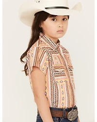 Shyanne Girls' Short Sleeve Southwestern Print Pearl Snap Shirt