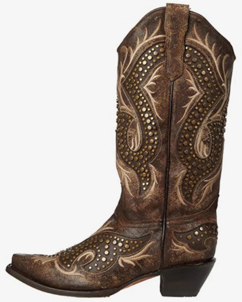 Corral Women's Embroidery & Studs Western Boots - Snip Toe