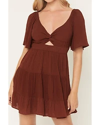 Angie Women's Swiss Dot Short Sleeve Mini Dress