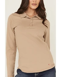 Lapco Women's FR Solid Knit Long Sleeve Polo Work Shirt