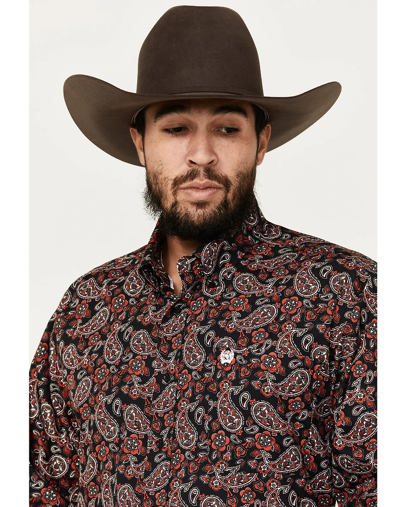 Cinch Men's Paisley Print Long Sleeve Button-Down Western Shirt