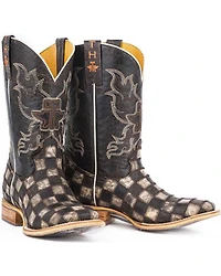 Tin Haul Men's Gun Metal Check Western Boots