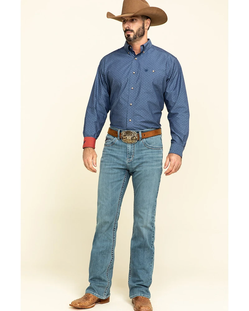 RANK 45® Men's Scoreline Wash Trigger Slim Bootcut 4-Way Performance Stretch Denim Jeans
