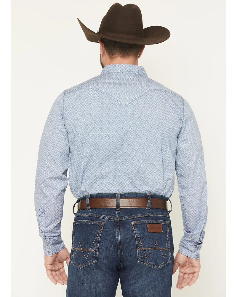Cody James Men's Coastal Cowboy Micro Geo Print Long Sleeve Snap Western Shirt