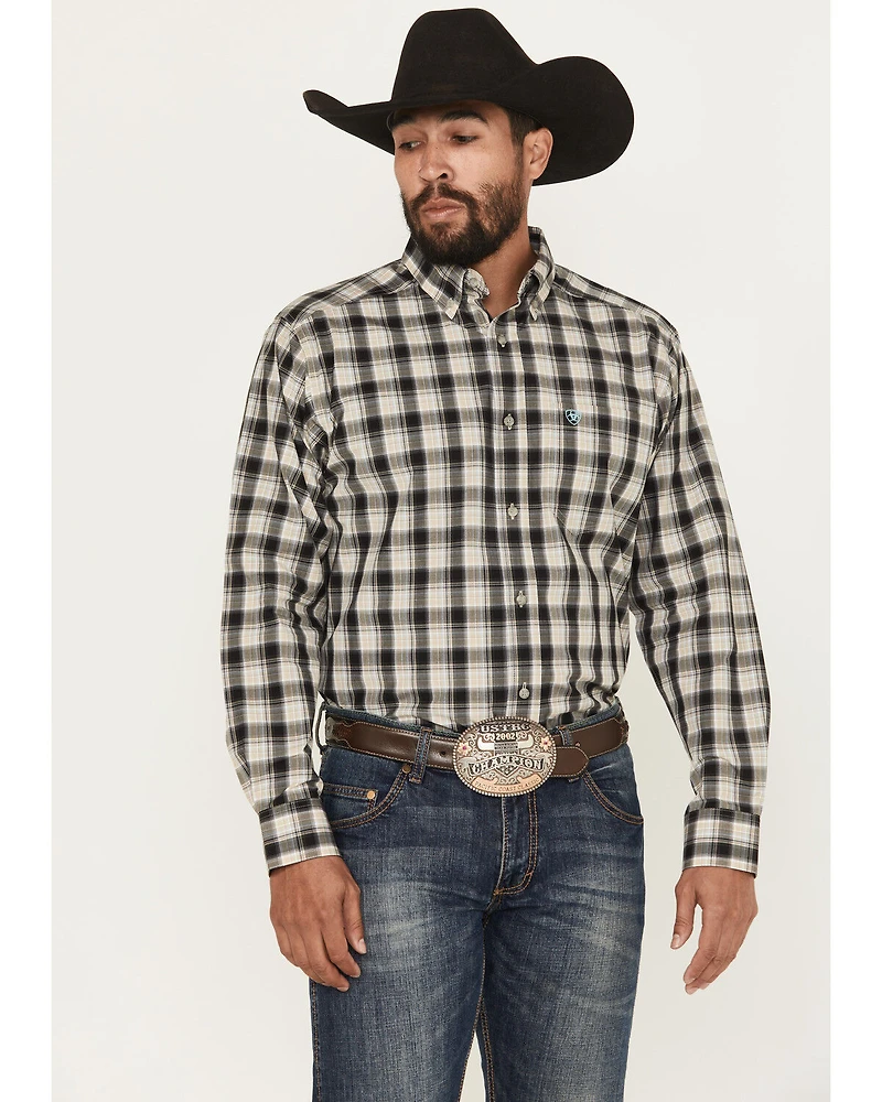 Ariat Men's Garrett Plaid Print Long Sleeve Button-Down Western Shirt