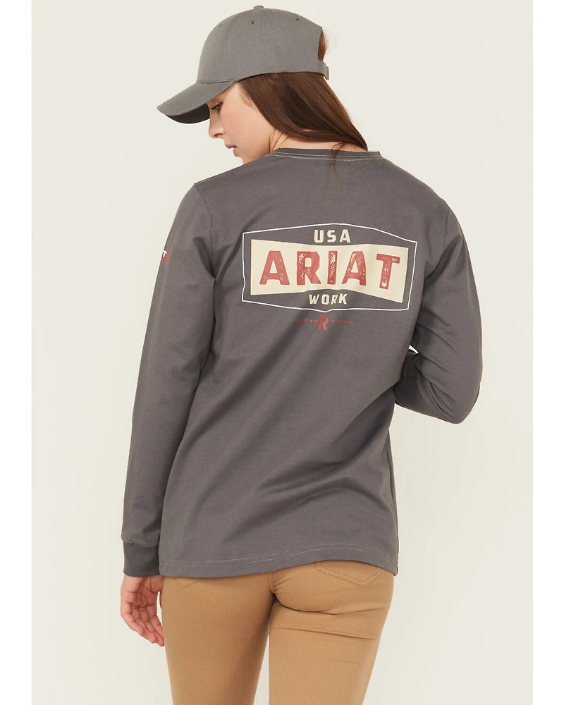 Ariat Women's FR Pima Stretch US Logo Baselayer Long Sleeve Work T-Shirt