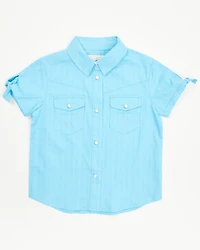 Shyanne Toddler Girls' Shadow Dobby Print Short Sleeve Snap Western Shirt