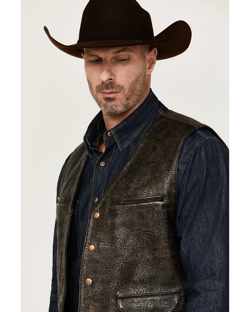 Moonshine Spirit Men's Bar Stool Tooled Leather Vest
