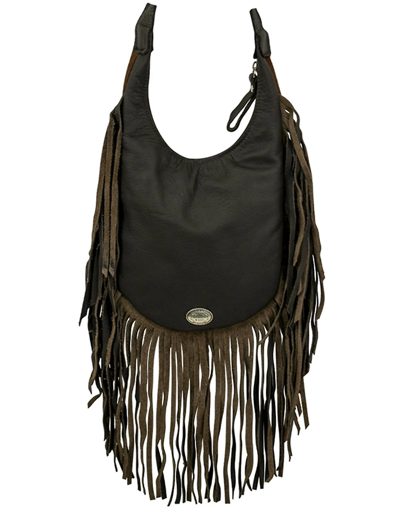 American West Women's Studded Fringe Crossbody Bag