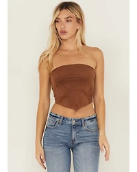 Originality Women's Suede Handkerchief Strapless Top