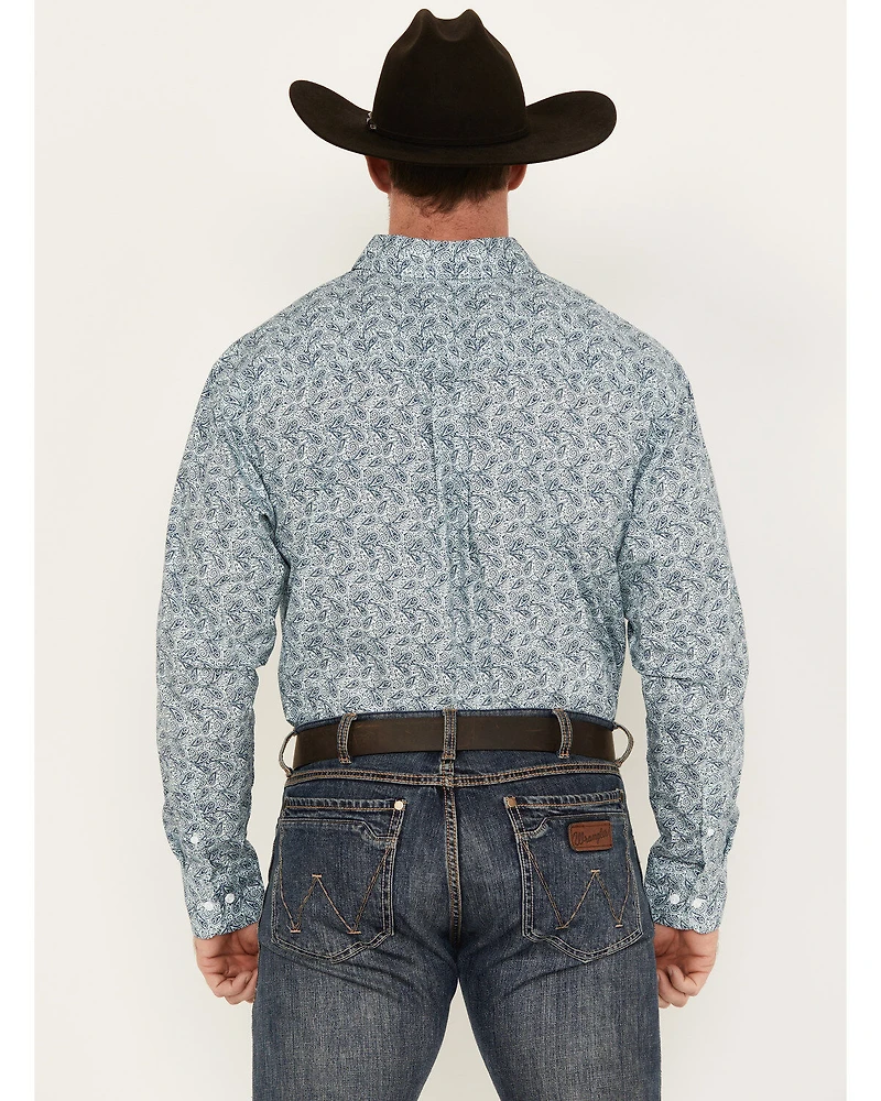 George Strait by Wrangler Men's Paisley Print Long Sleeve Button-Down Western Shirt