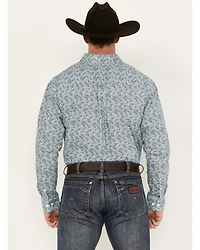 George Strait by Wrangler Men's Paisley Print Long Sleeve Button-Down Western Shirt