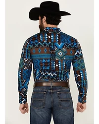 RANK 45® Men's Zavallo Southwestern Patchwork Long Sleeve Button-Down Stretch Western Shirt