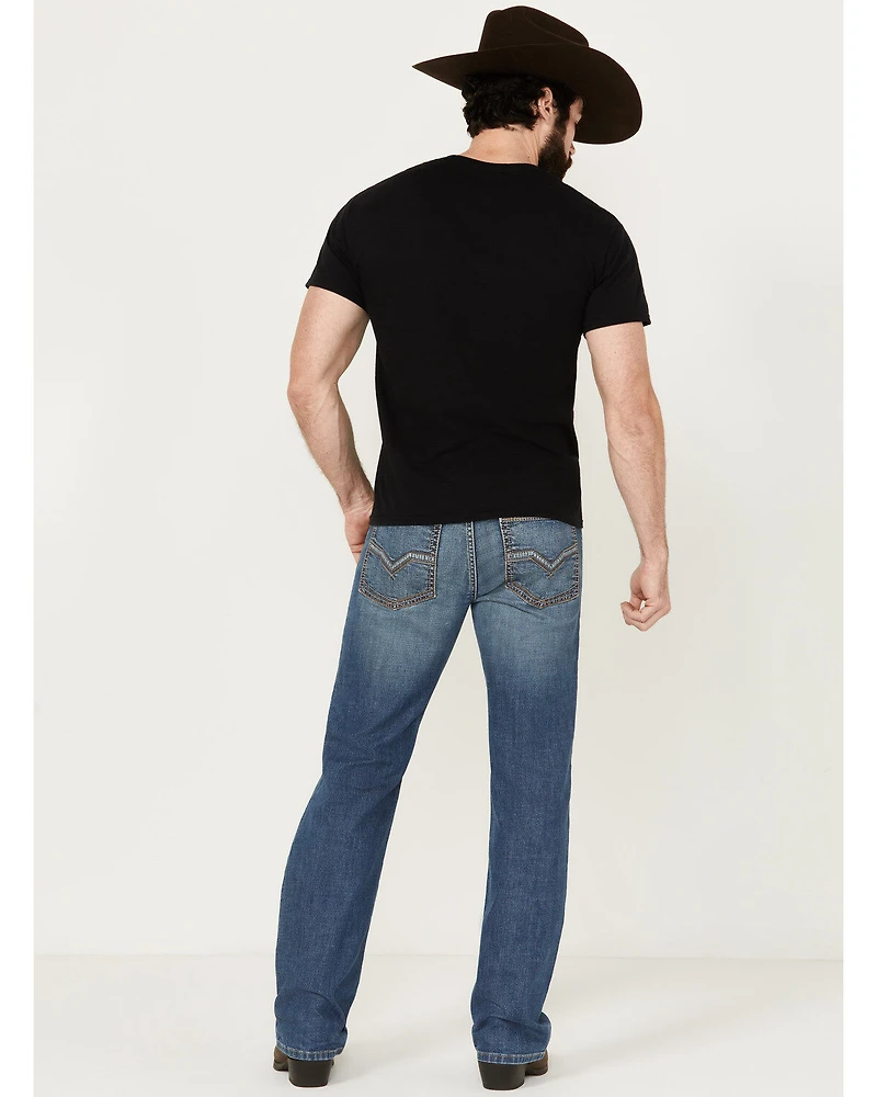 Moonshine Spirit Men's White Lightning Wash Hutch Slim Bootcut Stretch Denim Jeans