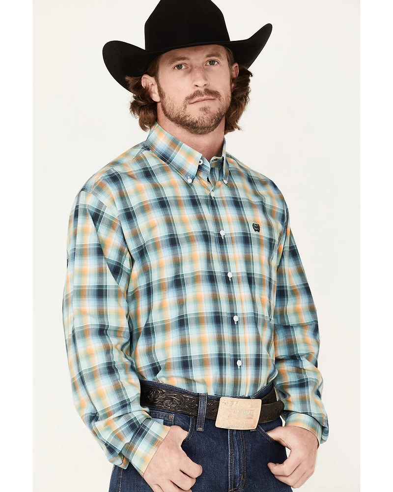 Cinch Men's Multi Plaid Print Long Sleeve Button Down Western Shirt