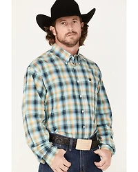 Cinch Men's Multi Plaid Print Long Sleeve Button Down Western Shirt