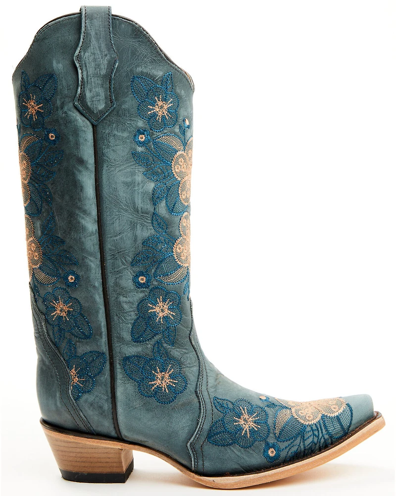 Circle G Women's Floral Embroidered Western Boots - Snip Toe