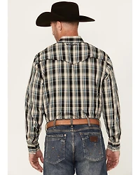 Wrangler Men's Plaid Print Long Sleeve Snap Performance Western Shirt
