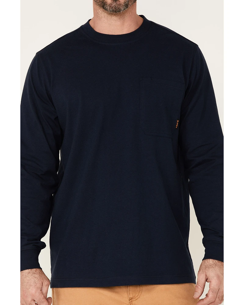 Hawx Men's Solid Navy Forge Long Sleeve Work Pocket T-Shirt - Tall