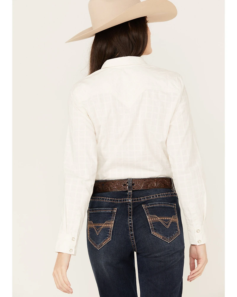 RANK 45® Women's Textured Long Sleeve Pearl Snap Western Riding Shirt
