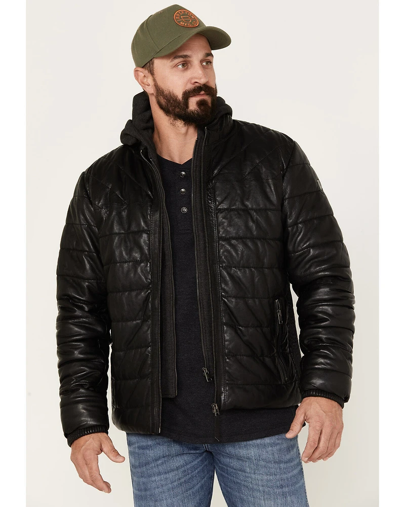 Mauritius Men's Leather Puffer Jacket