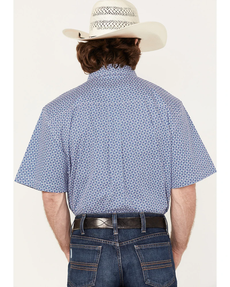 RANK 45® Men's Troubador Geo Print Short Sleeve Button-Down Western Shirt