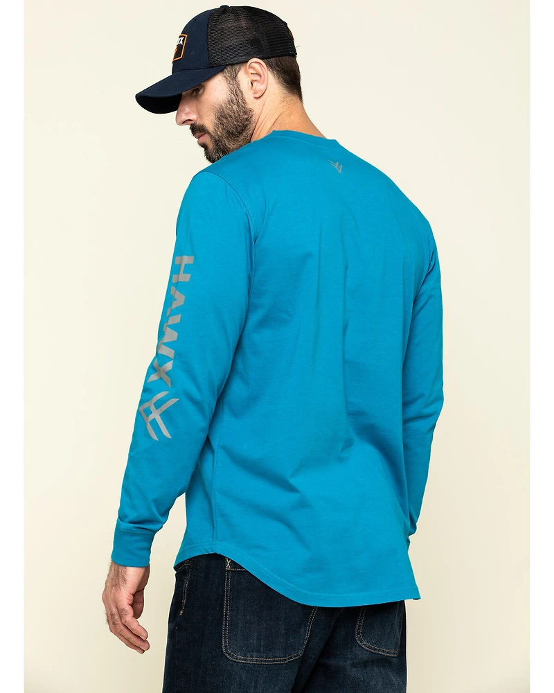 Hawx Men's Teal Sleeve Logo Long Work T-Shirt