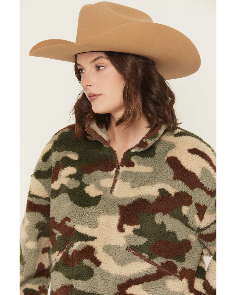 Rock & Roll Denim Women's Camo Print Sherpa Pullover